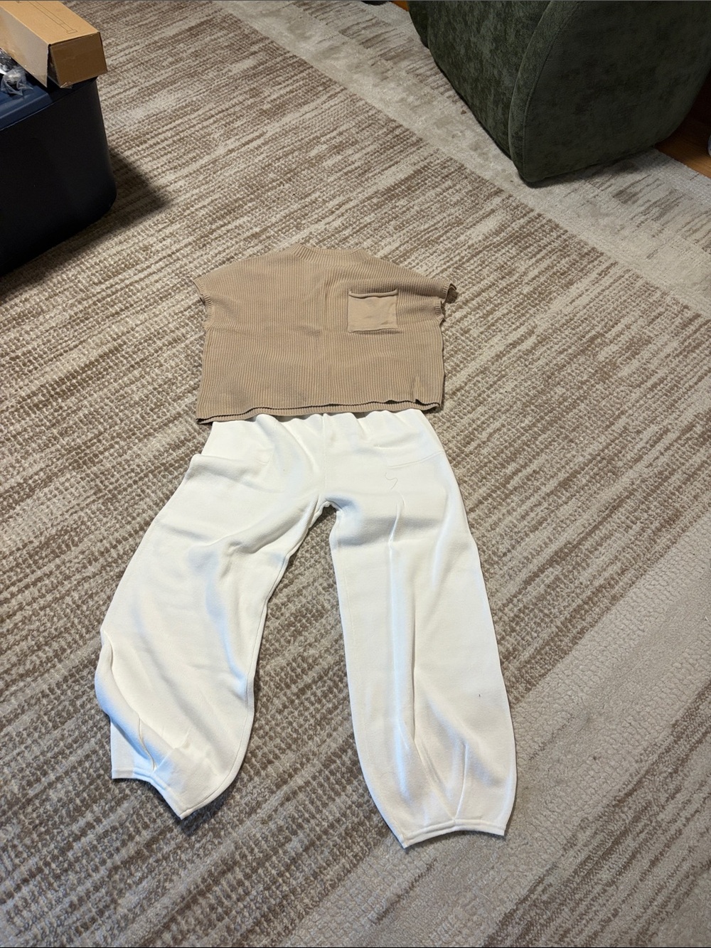 Wide-Leg Cream Knit Pants - Neutral Comfort